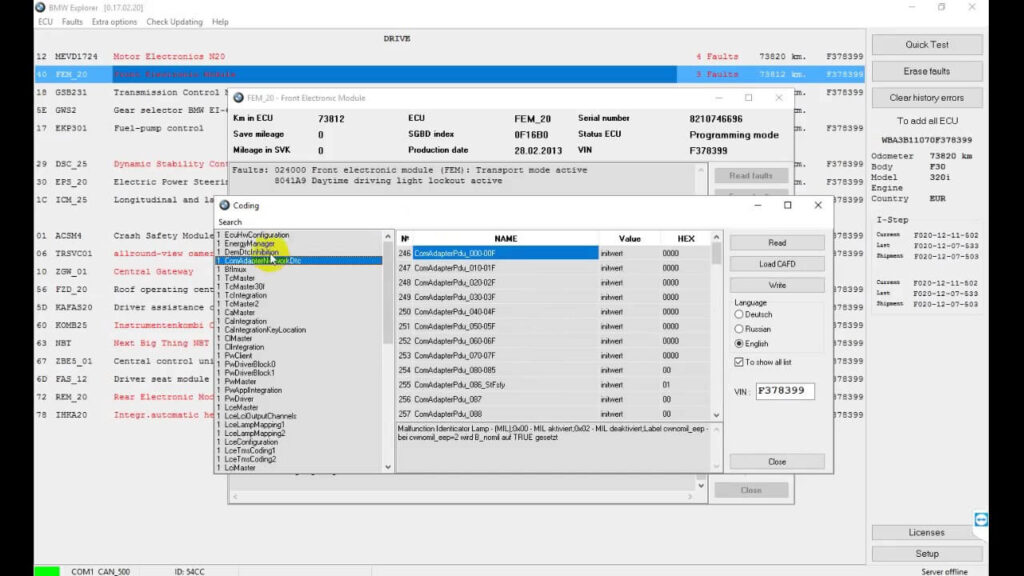 BMW Explorer options/activations